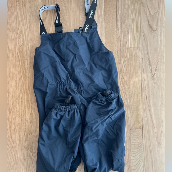 Oaki Navy Blue waterproof bib overall rain pants, kids size 10-11, EUC - Picture 2 of 4